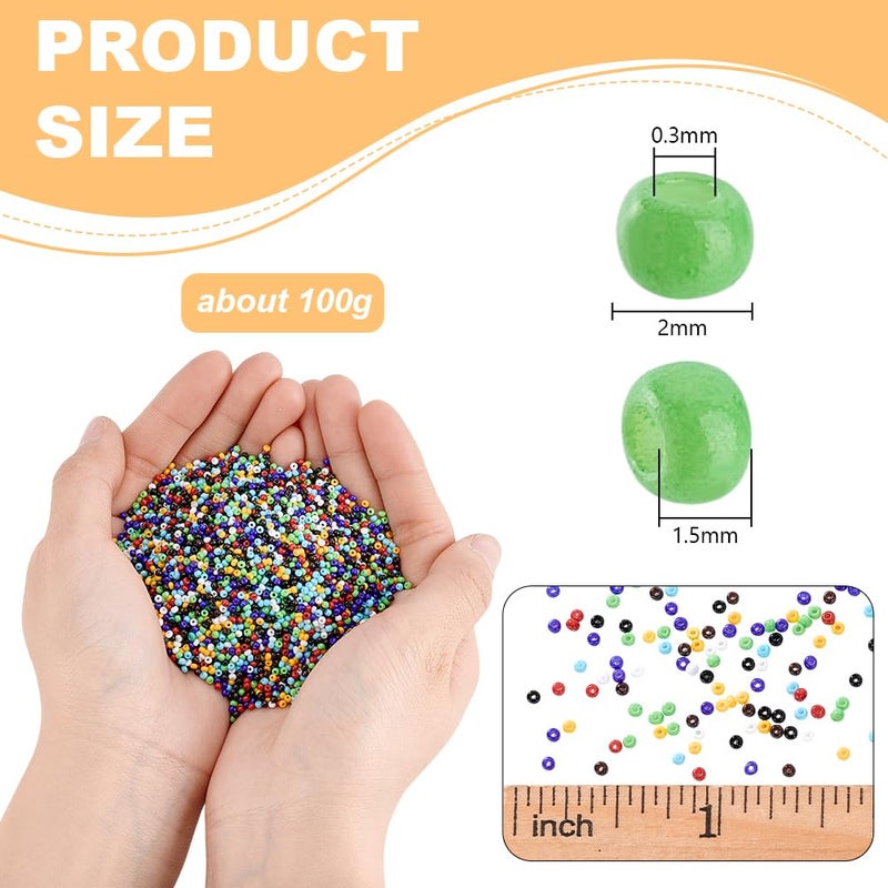 PH PandaHall 6000 Pcs 11/0 Glass Seed Beads, 2mm Seed Beads Mixed Colors Round Waist Bead Mini Spacer Bead for Earring Choker Bracelet Neckalce Waist Chain Jewelry DIY Crafts Making - Image 2